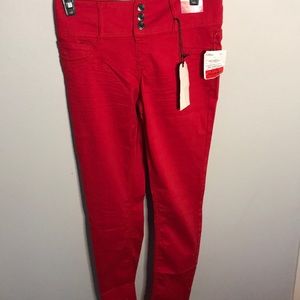 High rise girls red skinny jeans